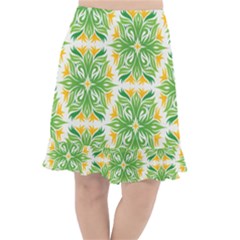 Green Pattern Retro Wallpaper Fishtail Chiffon Skirt by Bajindul