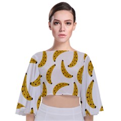 Banana Fruit Yellow Summer Tie Back Butterfly Sleeve Chiffon Top by Mariart