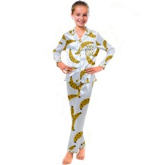Banana Fruit Yellow Summer Kids  Satin Long Sleeve Pajamas Set by Mariart