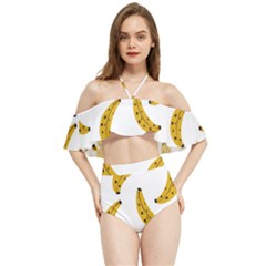 Banana Fruit Yellow Summer Halter Flowy Bikini Set 