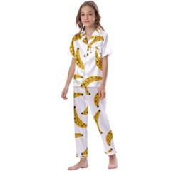 Banana Fruit Yellow Summer Kids  Satin Short Sleeve Pajamas Set