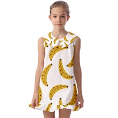 Banana Fruit Yellow Summer Kids  Pilgrim Collar Ruffle Hem Dress