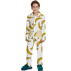 Banana Fruit Yellow Summer Kids  Long Sleeve Velvet Pajamas Set