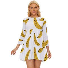 Banana Fruit Yellow Summer Long Sleeve Babydoll Dress