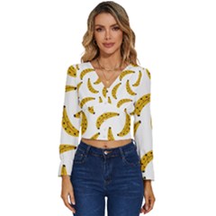 Banana Fruit Yellow Summer Long Sleeve V-neck Top