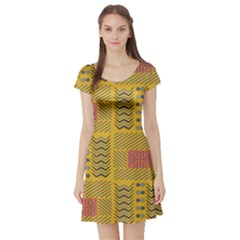 Digital Paper African Tribal Short Sleeve Skater Dress