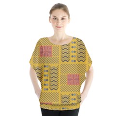 Digital Paper African Tribal Batwing Chiffon Blouse