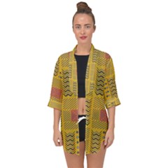 Digital Paper African Tribal Open Front Chiffon Kimono