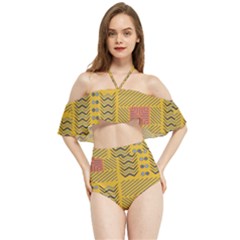 Digital Paper African Tribal Halter Flowy Bikini Set 
