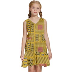 Digital Paper African Tribal Kids  Sleeveless Tiered Mini Dress