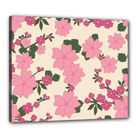 Floral Vintage Flowers Canvas 24  X 20  (stretched) by Dutashop