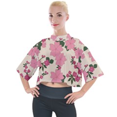 Floral Vintage Flowers Mock Neck T-shirt