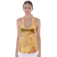 Leaves Patterns Colorful Leaf Pattern Tie Back Tankini Top