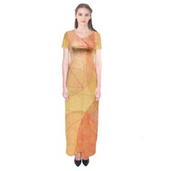 Leaves Patterns Colorful Leaf Pattern Short Sleeve Maxi Dress