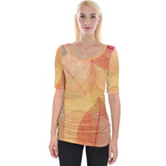 Leaves Patterns Colorful Leaf Pattern Wide Neckline T-Shirt