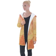 Leaves Patterns Colorful Leaf Pattern Longline Hooded Cardigan