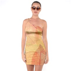 Leaves Patterns Colorful Leaf Pattern One Shoulder Ring Trim Bodycon Dress