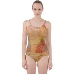 Leaves Patterns Colorful Leaf Pattern Cut Out Top Tankini Set