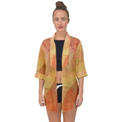 Leaves Patterns Colorful Leaf Pattern Open Front Chiffon Kimono