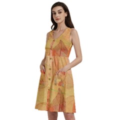 Leaves Patterns Colorful Leaf Pattern Sleeveless Dress With Pocket
