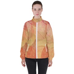 Leaves Patterns Colorful Leaf Pattern Women s High Neck Windbreaker