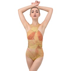 Leaves Patterns Colorful Leaf Pattern Cross Front Low Back Swimsuit