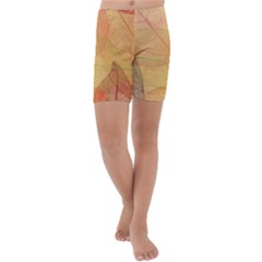 Leaves Patterns Colorful Leaf Pattern Kids  Lightweight Velour Capri Yoga Leggings by Cemarart