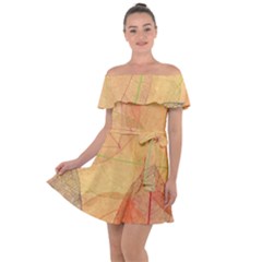 Leaves Patterns Colorful Leaf Pattern Off Shoulder Velour Dress