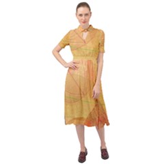 Leaves Patterns Colorful Leaf Pattern Keyhole Neckline Chiffon Dress