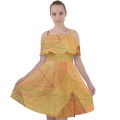 Leaves Patterns Colorful Leaf Pattern Cut Out Shoulders Chiffon Dress