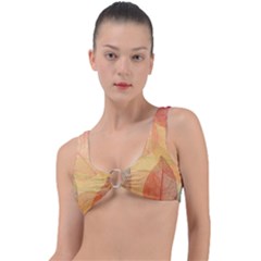 Leaves Patterns Colorful Leaf Pattern Ring Detail Bikini Top