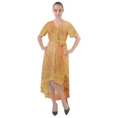 Leaves Patterns Colorful Leaf Pattern Front Wrap High Low Dress