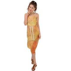 Leaves Patterns Colorful Leaf Pattern Waist Tie Cover Up Chiffon Dress