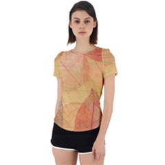 Leaves Patterns Colorful Leaf Pattern Back Cut Out Sport T-Shirt