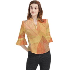 Leaves Patterns Colorful Leaf Pattern Loose Horn Sleeve Chiffon Blouse