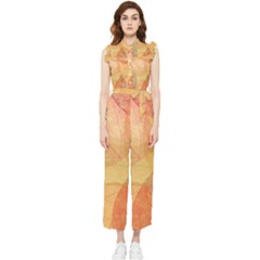 Leaves Patterns Colorful Leaf Pattern Women s Frill Top Chiffon Jumpsuit