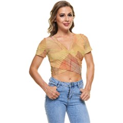 Leaves Patterns Colorful Leaf Pattern Short Sleeve Foldover T-Shirt