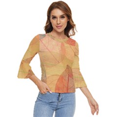 Leaves Patterns Colorful Leaf Pattern Bell Sleeve Top