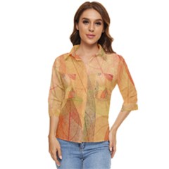 Leaves Patterns Colorful Leaf Pattern Women s Quarter Sleeve Pocket Shirt