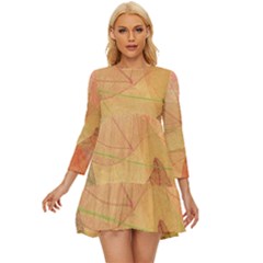 Leaves Patterns Colorful Leaf Pattern Long Sleeve Babydoll Dress