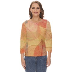 Leaves Patterns Colorful Leaf Pattern Cut Out Wide Sleeve Top