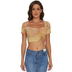 Leaves Patterns Colorful Leaf Pattern Short Sleeve Square Neckline Crop Top 