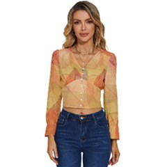 Leaves Patterns Colorful Leaf Pattern Long Sleeve V-Neck Top