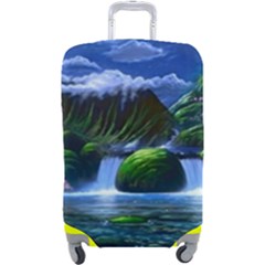 Flamingo Paradise Scenic Bird Fantasy Moon Paradise Waterfall Magical Nature Luggage Cover (large)