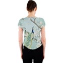 Couple Peacock Bird Spring White Blue Art Magnolia Fantasy Flower Crew Neck Crop Top View2