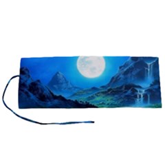 Bright Full Moon Painting Landscapes Scenery Nature Roll Up Canvas Pencil Holder (s)