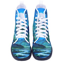 Bright Full Moon Painting Landscapes Scenery Nature Men s High-top Canvas Sneakers by Ndabl3x