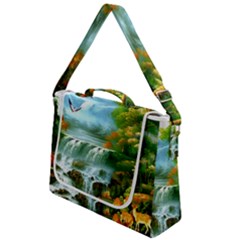 Paradise Forest Painting Bird Deer Waterfalls Box Up Messenger Bag by Ndabl3x