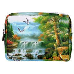 Paradise Forest Painting Bird Deer Waterfalls Make Up Pouch (medium) by Ndabl3x
