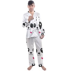 Cute Panda Love Animal Men s Long Sleeve Satin Pajamas Set by Ndabl3x